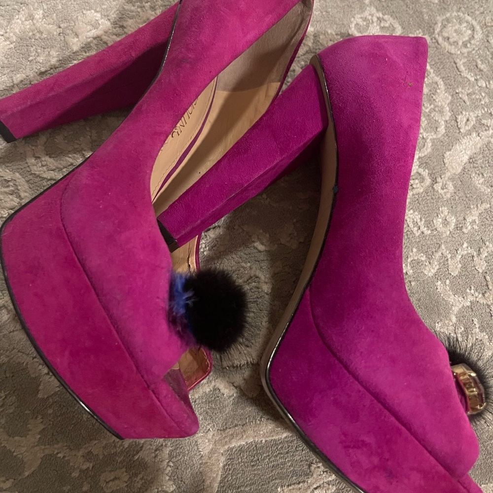 hot pink thick high heel shoe size 6.5 - Picture 9 of 11